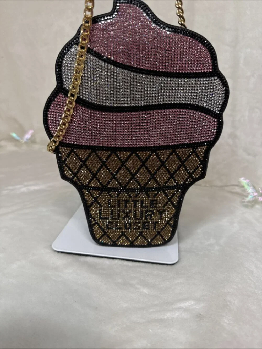 Rhinestone Ice Cream Cone Bag — Statement Piece